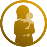 אייקון של אמא עם תינוק על הידיים בתנוחה של מנח זקוף