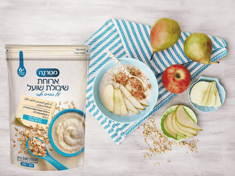   ארוחת שיבולת שועל עם אגס, תפוח וקינמון